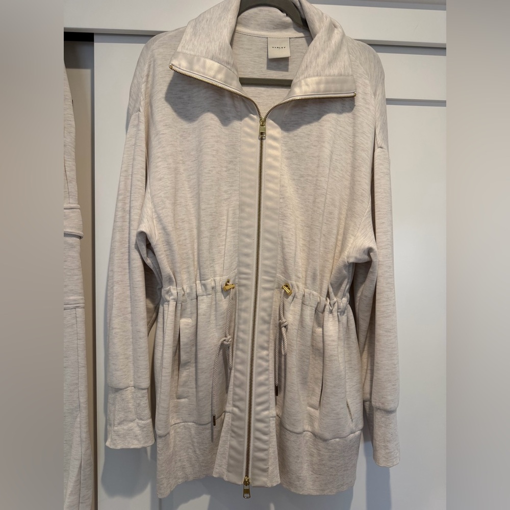 Varley Light Beige Utility Jacket with Gold Details